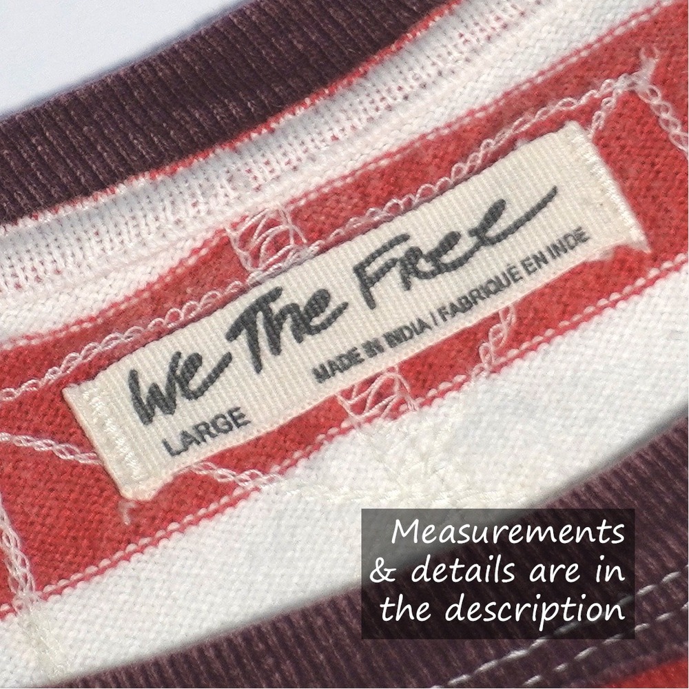 Free People We The Free Sawyer Striped Thermal Tee Plus Size 1X XL Boho Grunge - Picture 7 of 8